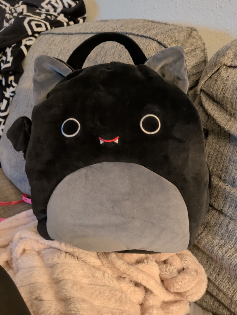 Kids Plush Bat Backpack - Black and Gray